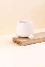 Cache-pot en céramique Bumby blanc de diamètre 9 cm vue de côté