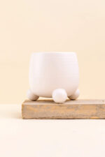Cache-pot en céramique Bumby blanc de diamètre 9 cm vue de face