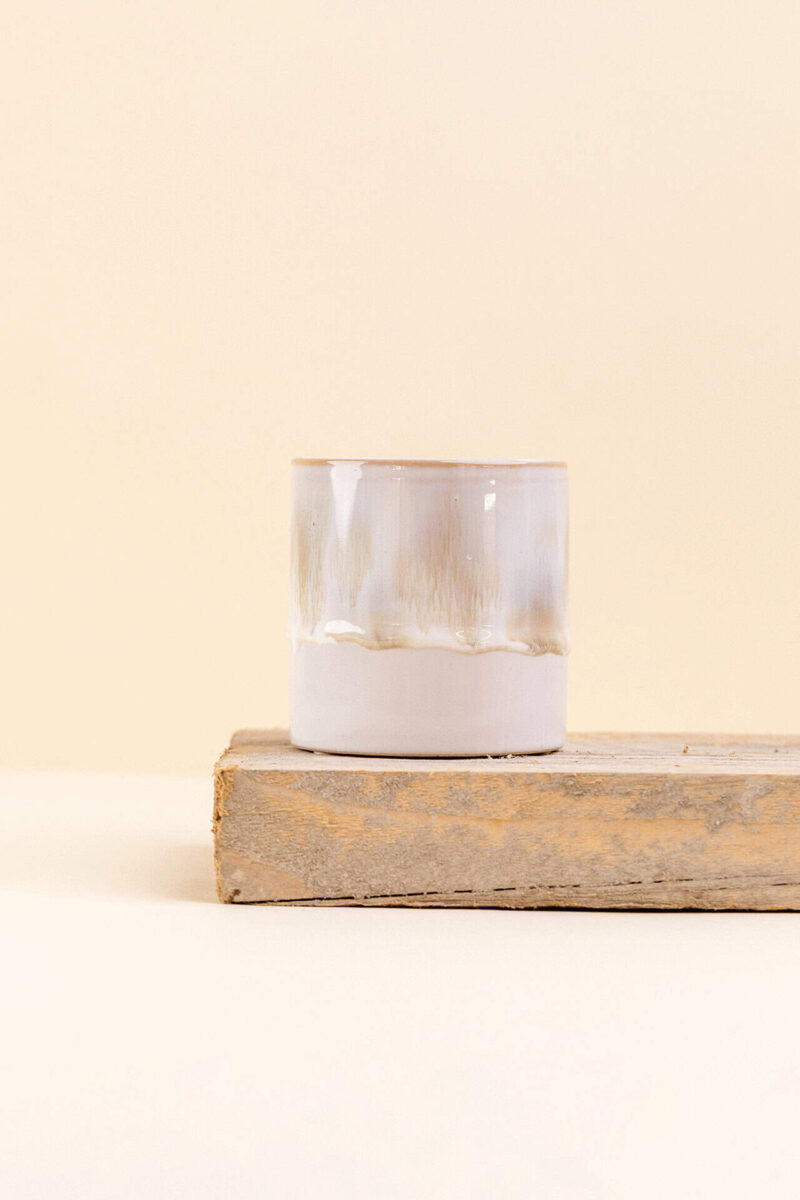 Cache-pot en céramique Délia beige de diamètre 6 cm vue de face