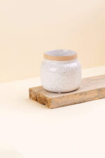 Cache-pot en céramique Mieli blanc de diamètre 9 cm vue de côté