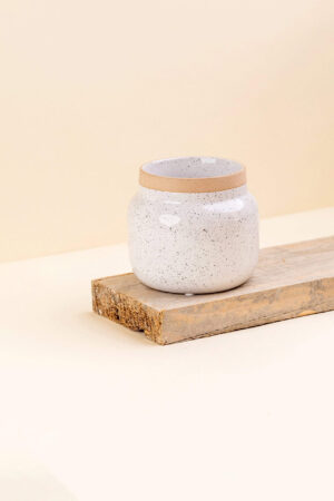 Cache-pot en céramique Mieli blanc de diamètre 9 cm vue de côté