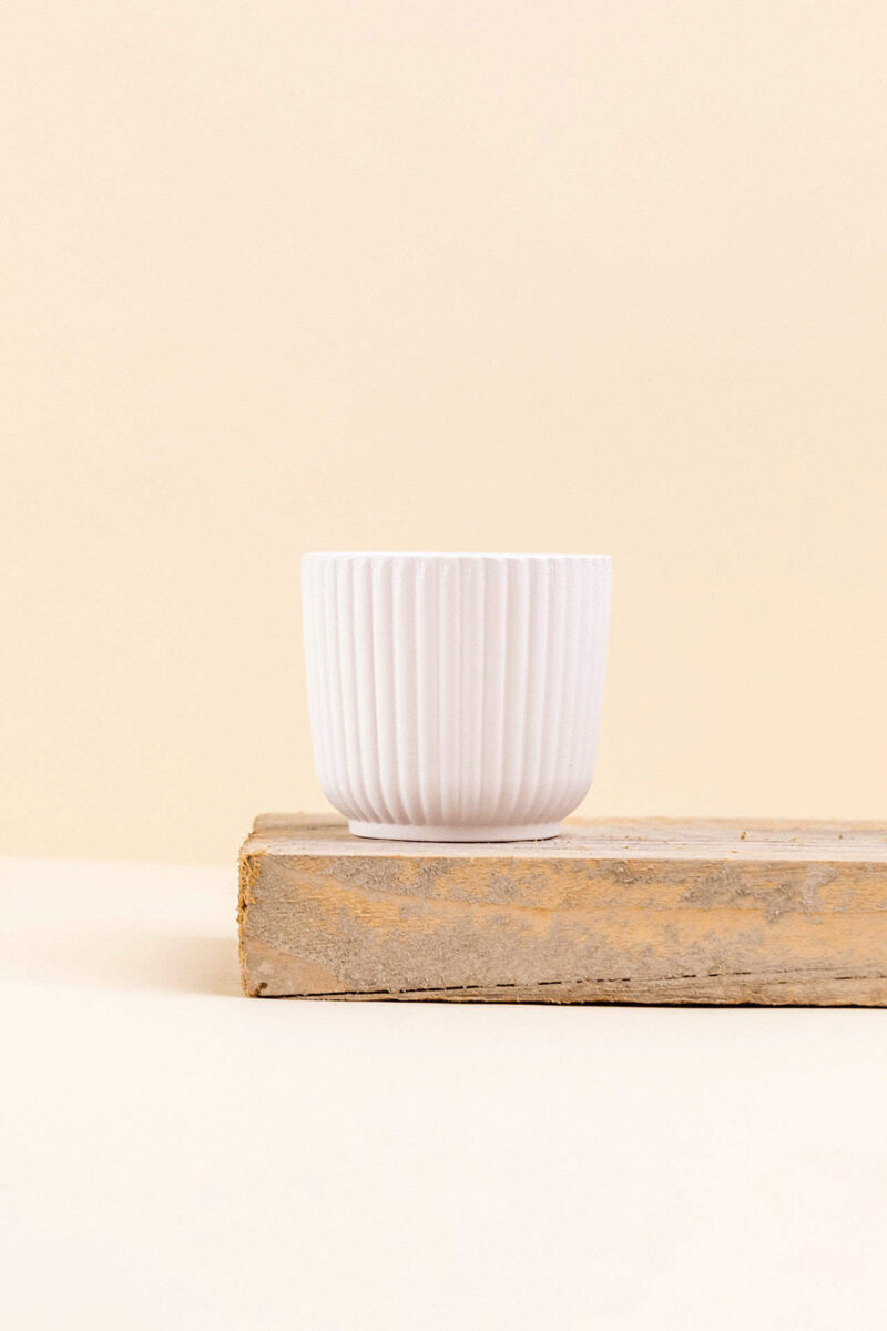 Cache-pot en céramique Pyla blanc de diamètre 6 cm vue de face