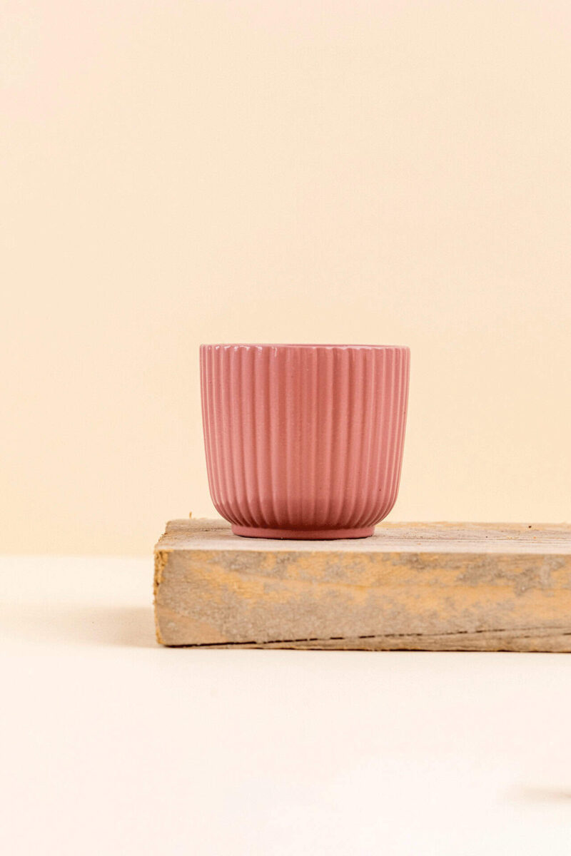 Cache-pot en céramique Pyla rose de diamètre 6 cm vue de face