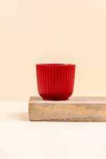 Cache-pot en céramique Pyla rouge de diamètre 6 cm vue de face