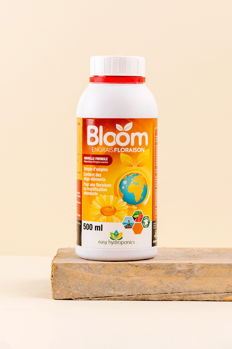 Flacon de 500 ml HydroPassion Bloom Engrais de floraison hydroponie vue de face